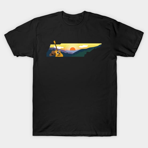 Tennessee USA featuring mountains and a guitar T-Shirt by keeplooping